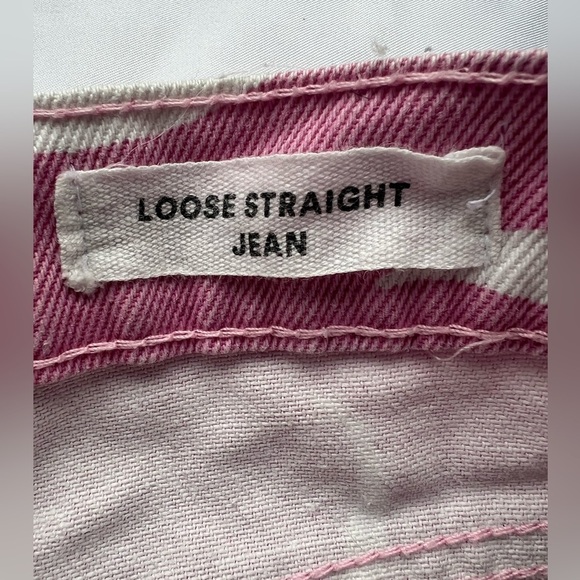 Cotton On Pink and White Swirly Loose Straight Jeans 4 - Picture 9 of 16